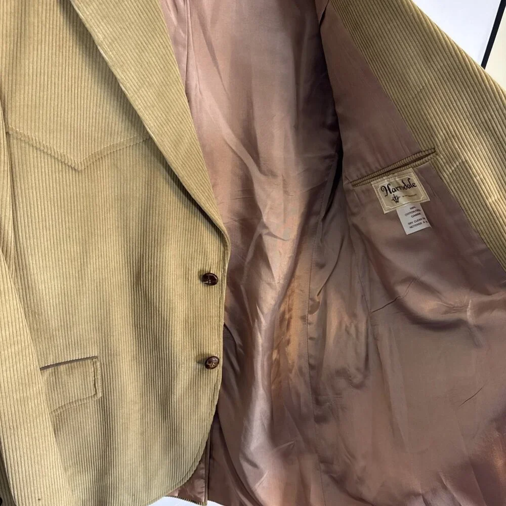 Vintage 1970s Men 42 Harrodale Tan Corduroy Western‎ Rodeo Blazer Sports Coat